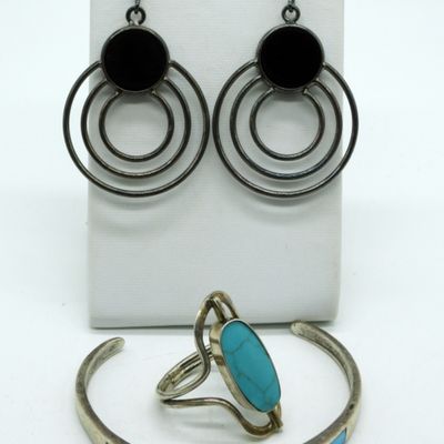 Turquoise & Black Onyx 925 Set