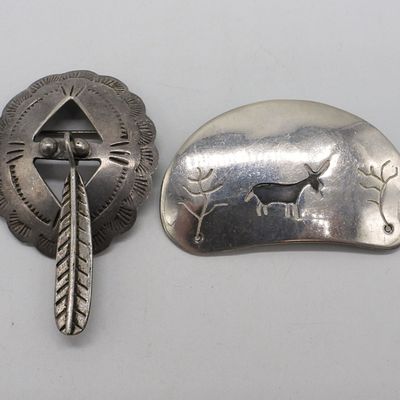 2 Cute Mexico Sterling Brooches