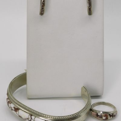 Sterling Inlay Cuff, Ring & Earrings