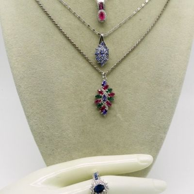 Multi Gemstone Sterling Necklaces & Rings