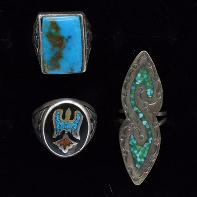 Three Sterling Turquoise Rings