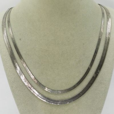 Two Sterling Herringbone Chains