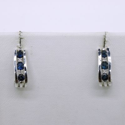 14k White Gold, Sapphire & Moissanite Earrings