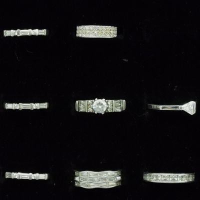 Eight Sterling Bridal Style Rings