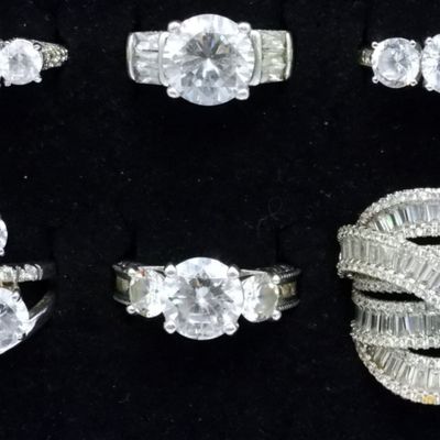 6 Sterling Bridal Style Rings