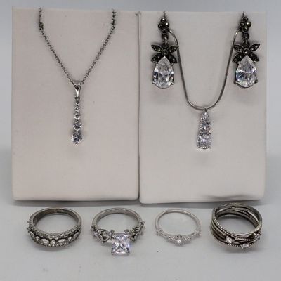 Simulated Diamond Sterling Rings & More