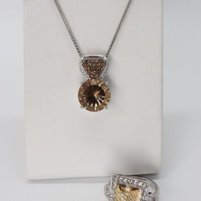 Citrine / Topaz Sterling Ring & Necklace