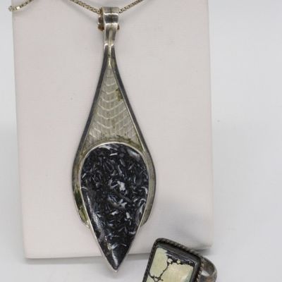 Natural Gemstone Necklace & Ring 925