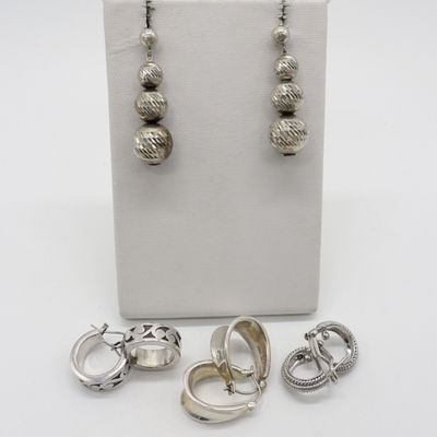 4 Pair Sterling Pierced Earrings