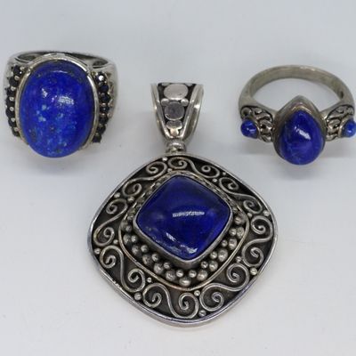 Lapis Lazuli Sterling Rings & Pendant