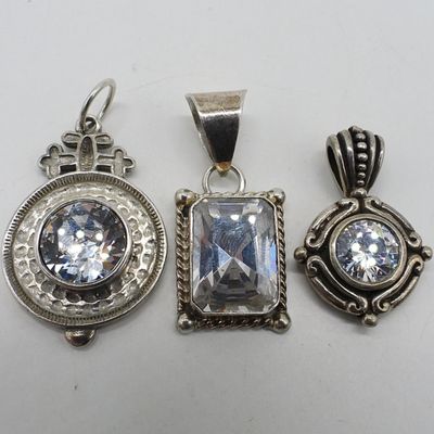 3 Gemstone Sterling Pendants