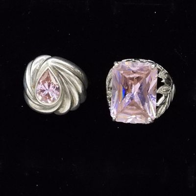 Two Pink CZ, Sterling Rings