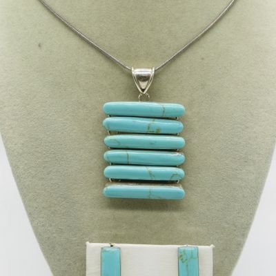 Sterling Silver Turquoise Necklace & Earrings