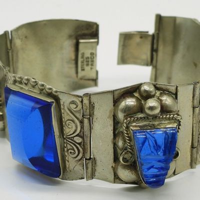 Taxco Bracelet, Blue Glass Stones