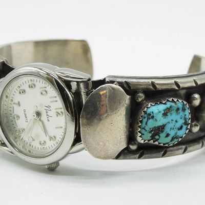 Native American Sterling Turquoise Watch Cuff