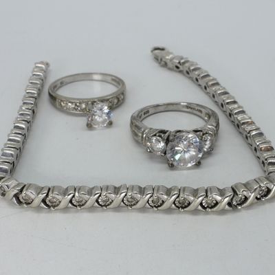 Simulated Diamond Rings & Bracelet