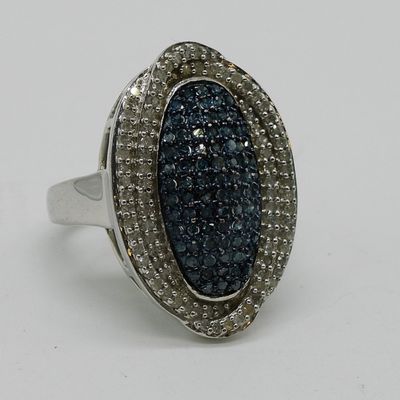 Blue & White Diamond, 925 Ring