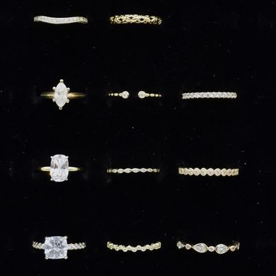 11 Sterling Gold Toned Solitaires & Bands