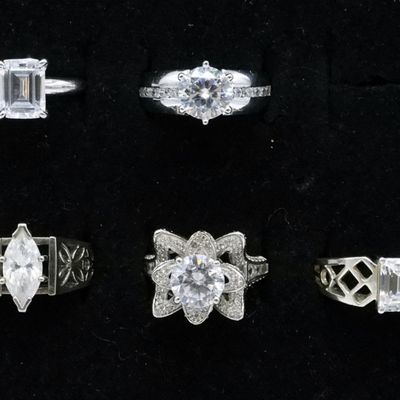 Five Sterling Simulated Diamond Rings