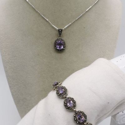 Amethyst 925 Matching Necklace & Bracelet