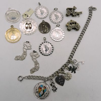 Vintage Sterling Charm Bracelet & Charms