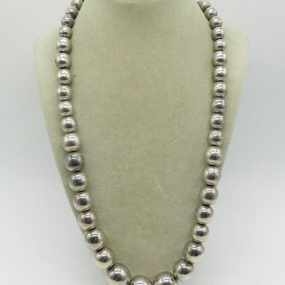 Taxco Mexico Sterling Silver Bead Necklace 24"