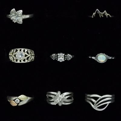Eight Beautiful Sterling Rings
