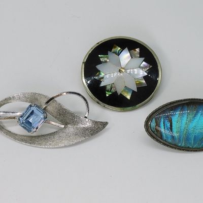 Three Fancy Sterling Brooches