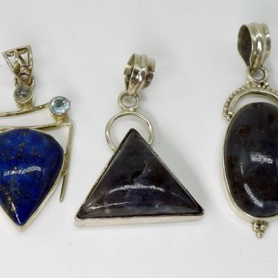 Sterling Lapis & Sodalite Pendants