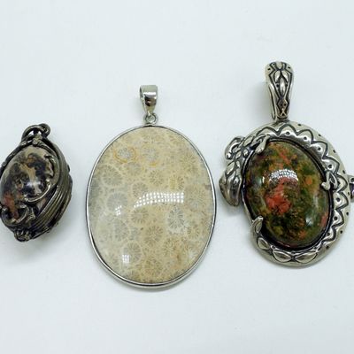 Sterling Silver Gemstone Pendant Trio