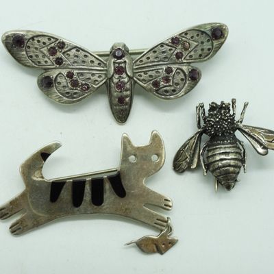 3 Sterling Animal Brooches