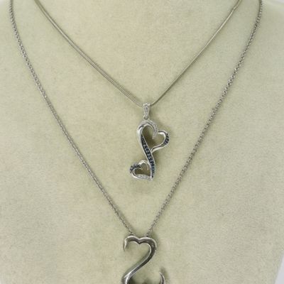 Open Heart Diamond, Sterling Necklaces