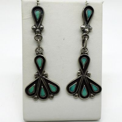 Sterling and Turquoise Dangling Earrings