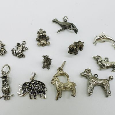 12 Sterling Animal Charms / Pendants