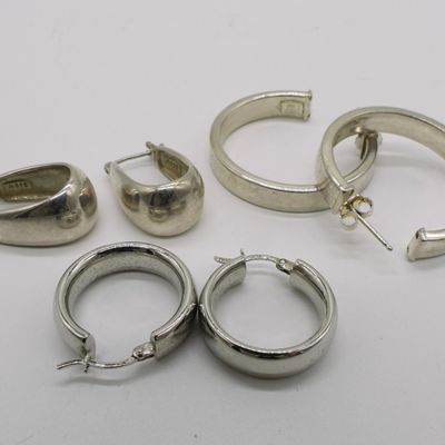 Three Pair of Sterling Hoop Earrings