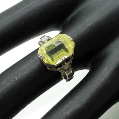 Vintage Uranium Glass Ring, Sterling