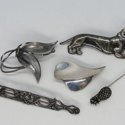 5 Vintage Sterling Brooches