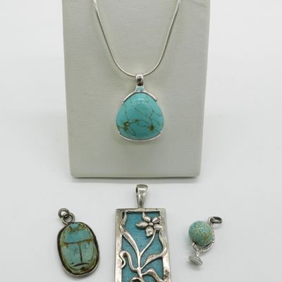 Sterling Turquoise-Color Pendant Lot