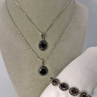Garnet Sterling Necklaces & Bracelet