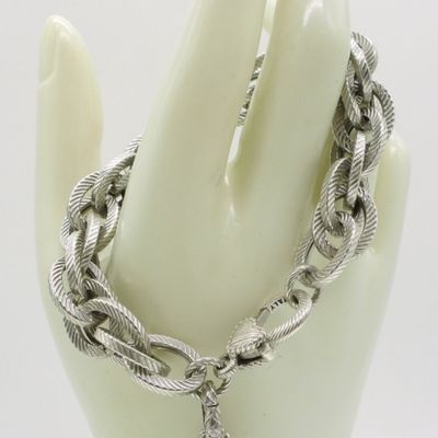 Sterling Heart Charm Bracelet, 925 Italy