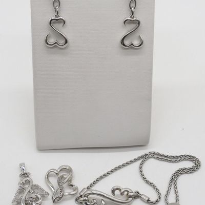 Open Heart 925 Earrings, Bracelet & Pendants