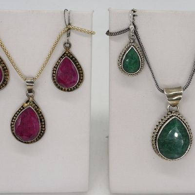 Natural Emerald & Ruby 925 Sets