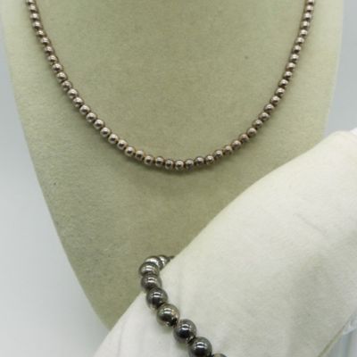 Sterling Ball Bead Necklace & Bracelet