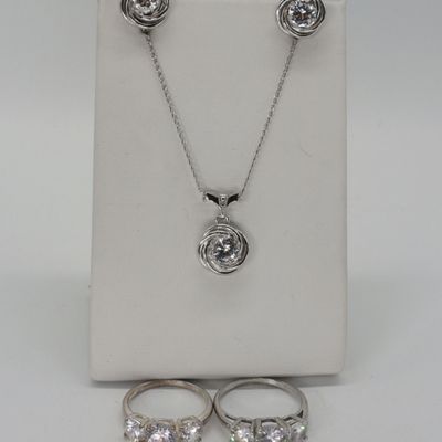 AMCO Sterling  White Gemstone Set & Rings