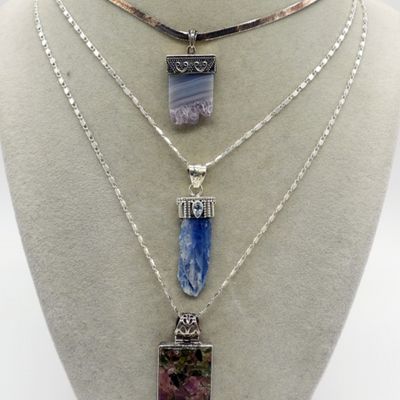 Sterling Kyanite, Tourmaline, Agate