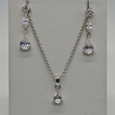 Matching Sterling Faux Diamond Necklace Set