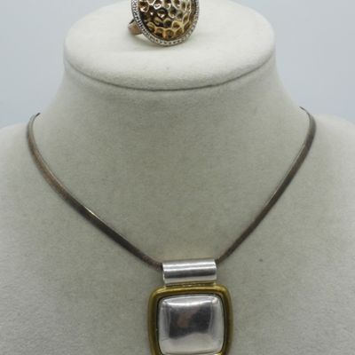 Taxco 925 Two Tone Necklace & Ring