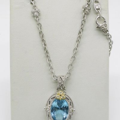 Sterling 10K Blue Topaz Pendant Necklace