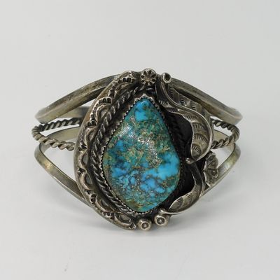 Gorgeous Sterling Cuff with Large Turquoise