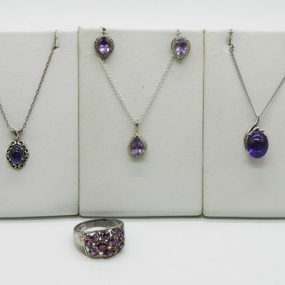Sterling Amethyst Stone Jewelry